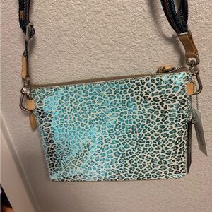 Stylish Blue Leopard Print Crossbody Bag